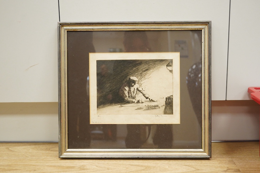 Arthur Briscoe (1873-1943), drypoint etching, 'The Old Man', signed in ink and initialled AB2, 16 x 22cm. Condition - fair